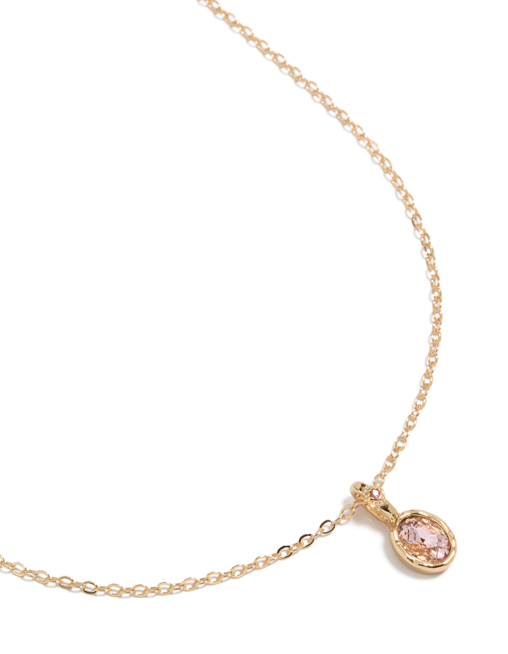 Gold Pink Diamante Round Pendant Necklace