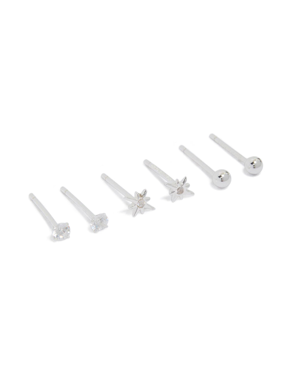Sterling Silver Cubic Zirconia Starburst Earrings 3-Pack
