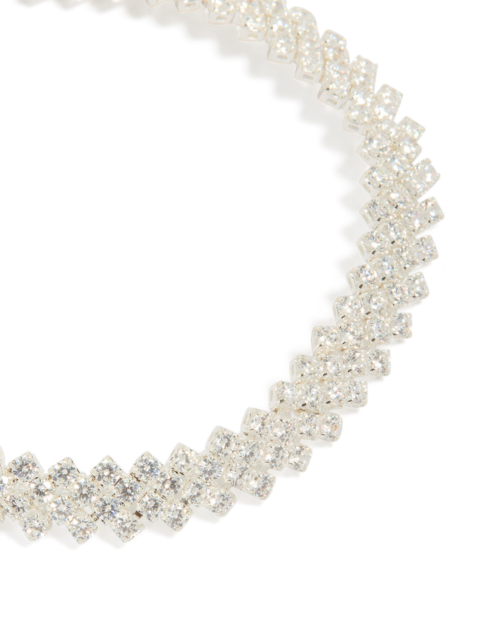 Silver Plated Diagonal Round Cubic Zirconia Bracelet
