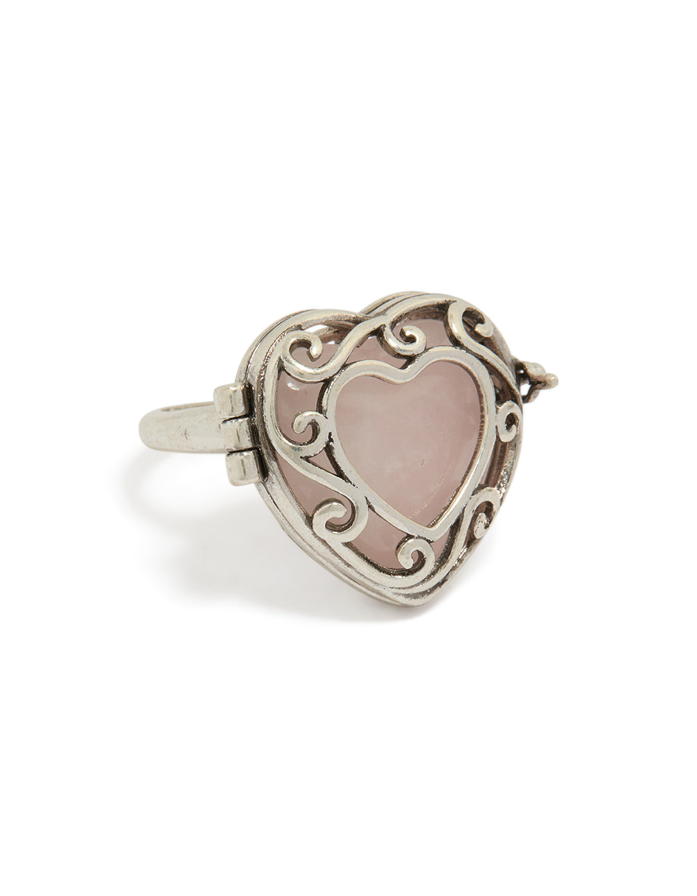Antique Silver Heart Stone Locket Ring