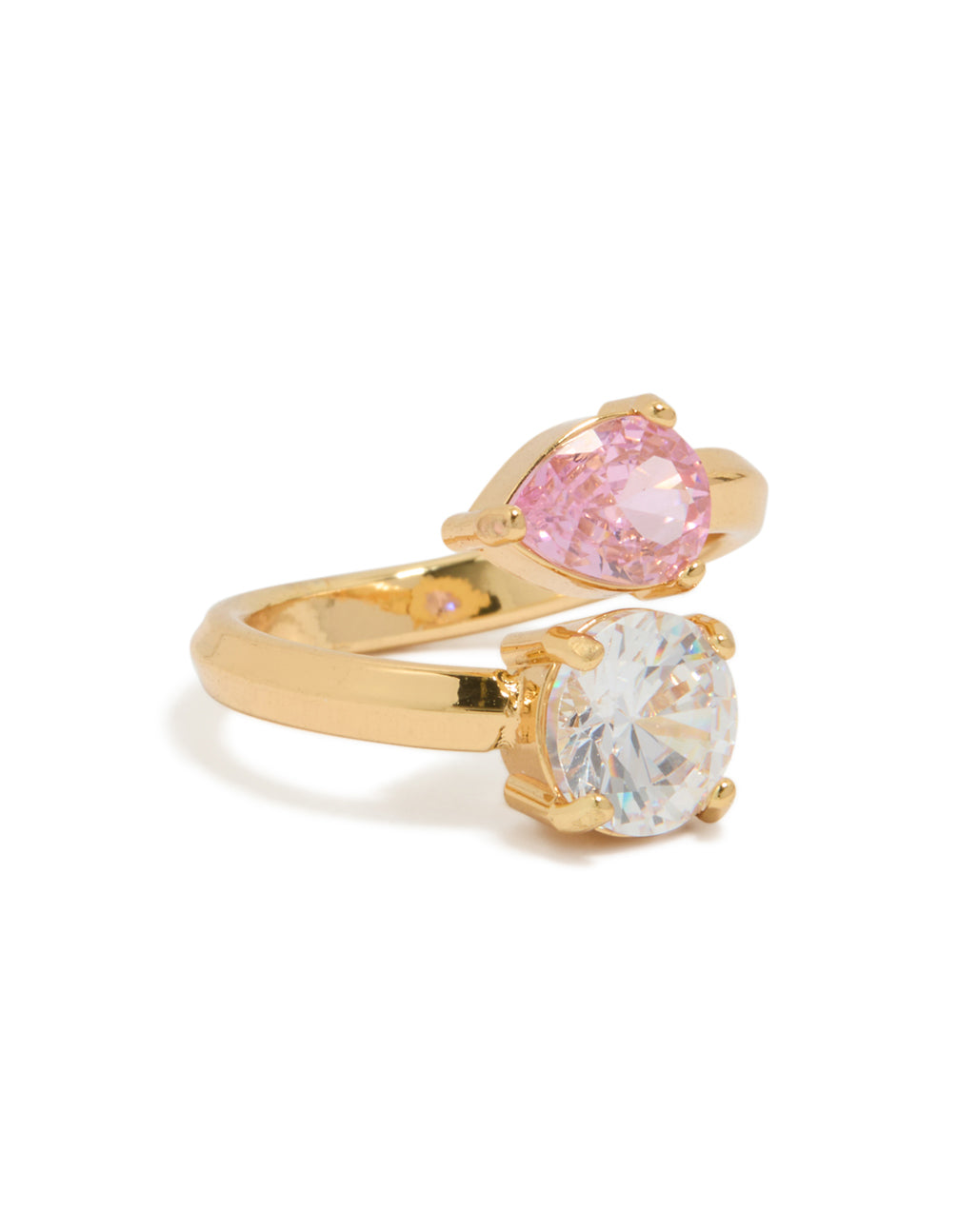 Gold Plated Stainless Steel Cubic Zirconia Circle Wrap Ring