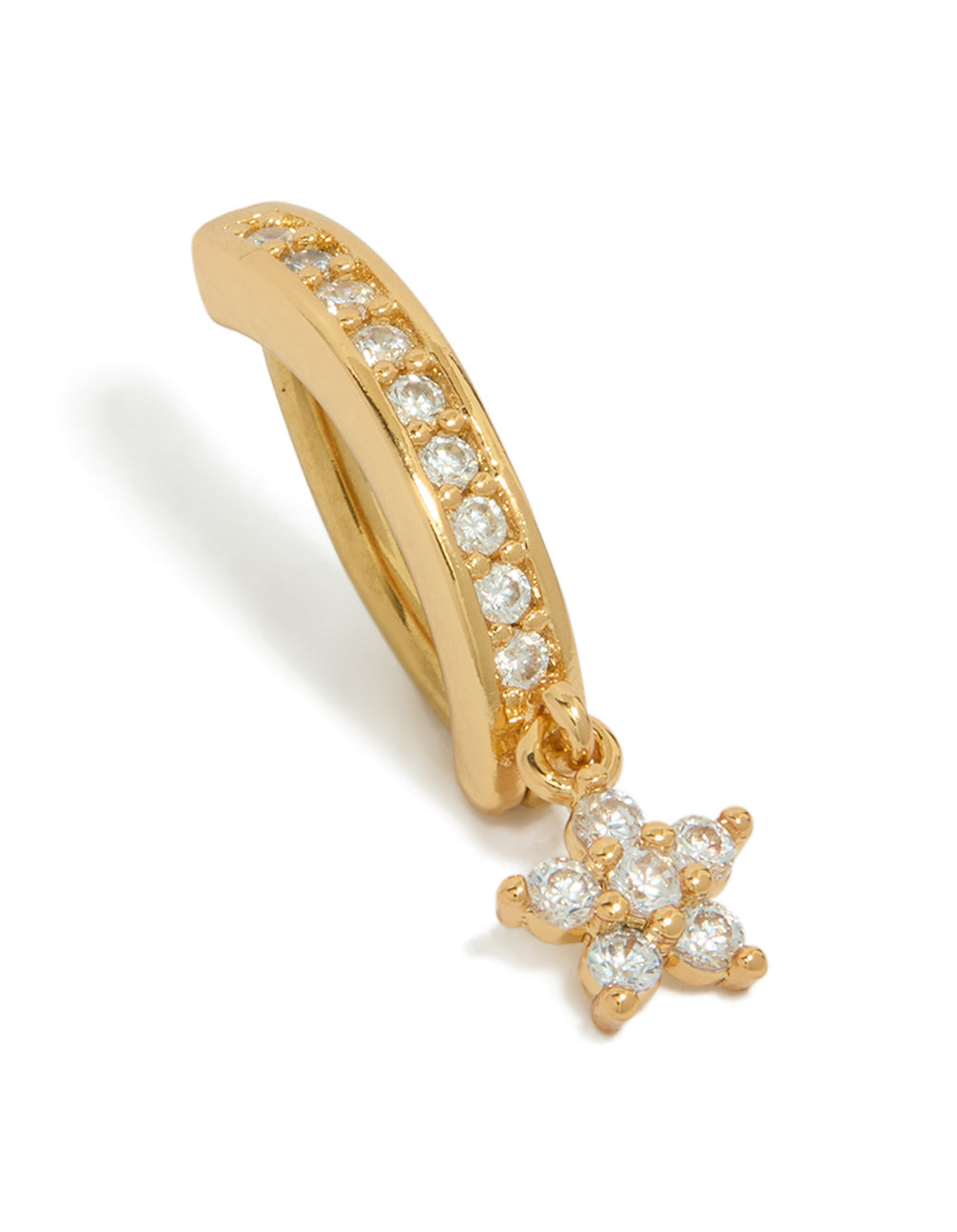 Gold Plated Surgical Steel Cubic Zirconia Large Curved Star Belly Bar