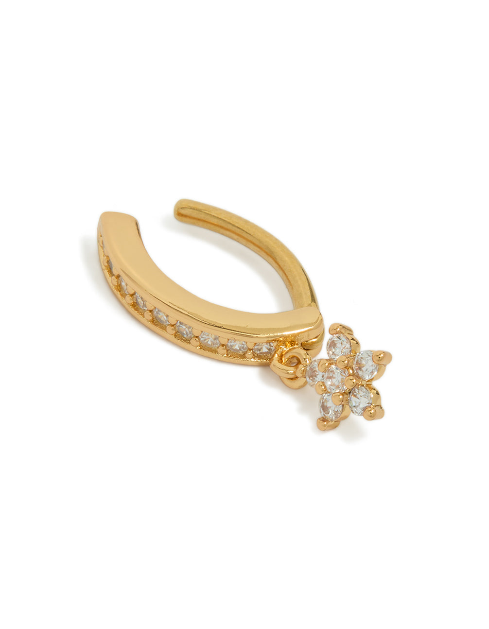 Gold Plated Surgical Steel Cubic Zirconia Large Curved Star Belly Bar