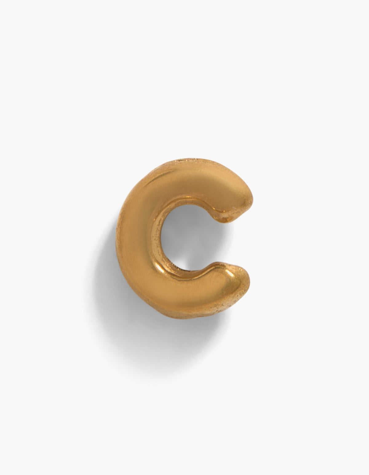 Gold Plated Titanium Letter C Single Threadless Flat Back Stud