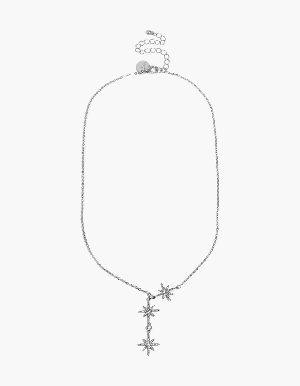 Silver Cubic Zirconia Pavé Stars Trio Y-Necklace