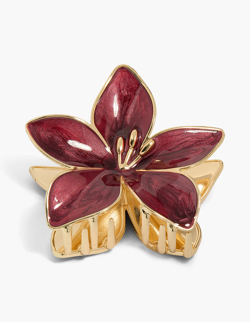 Gold Purple Enamel Frangipani Hair Claw Clip