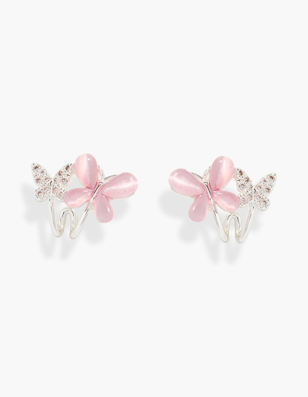 Silver Plated Double Mini Butterfly Hoop Earrings