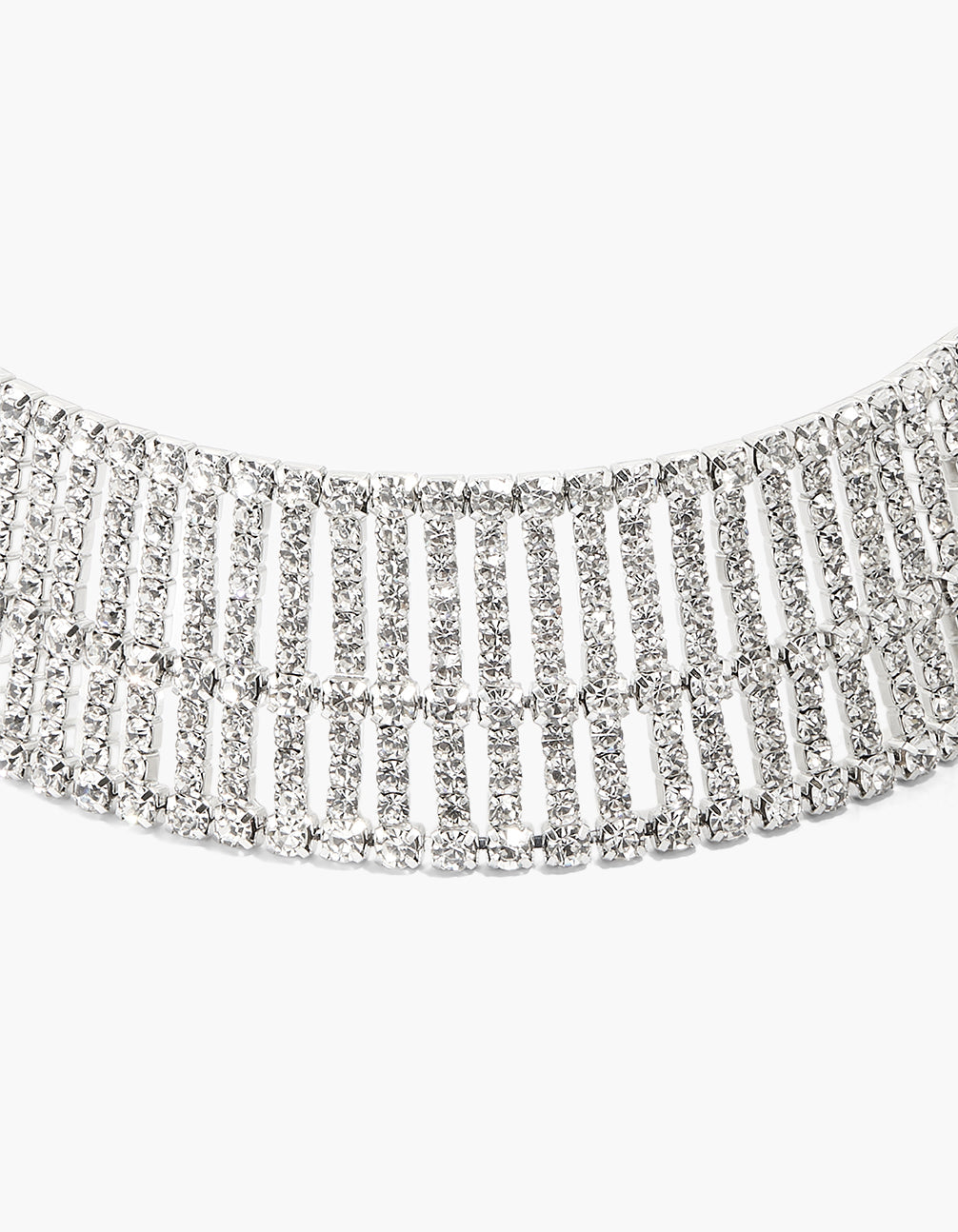 Silver Diamante Layered Choker Necklace