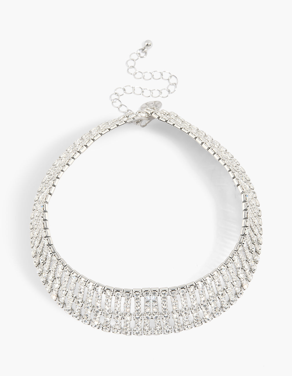 Silver Diamante Layered Choker Necklace