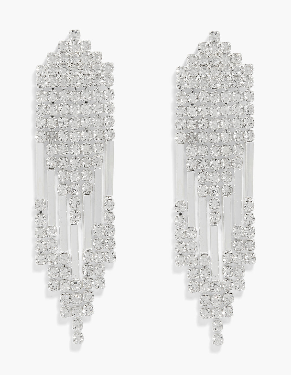 Silver Diamante Arrow Cupchain Drop Earrings
