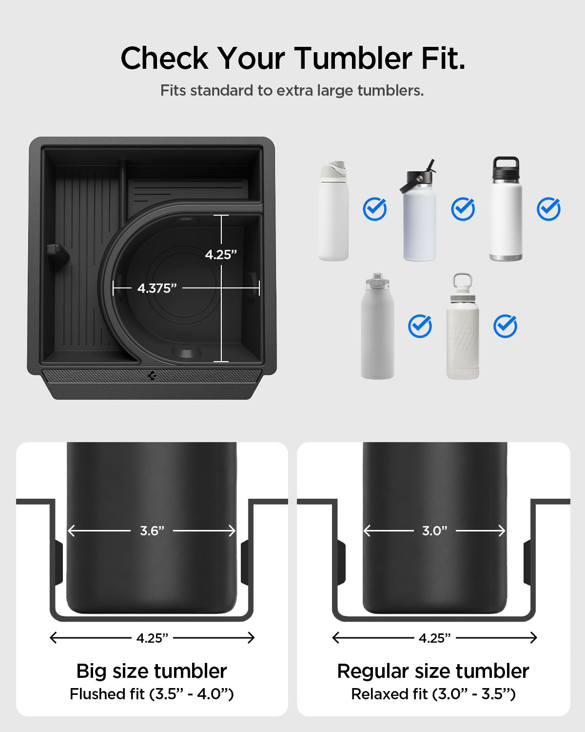 Tesla Series - Sliding Center Console Organizer with Bottle Holder | TO220SC
