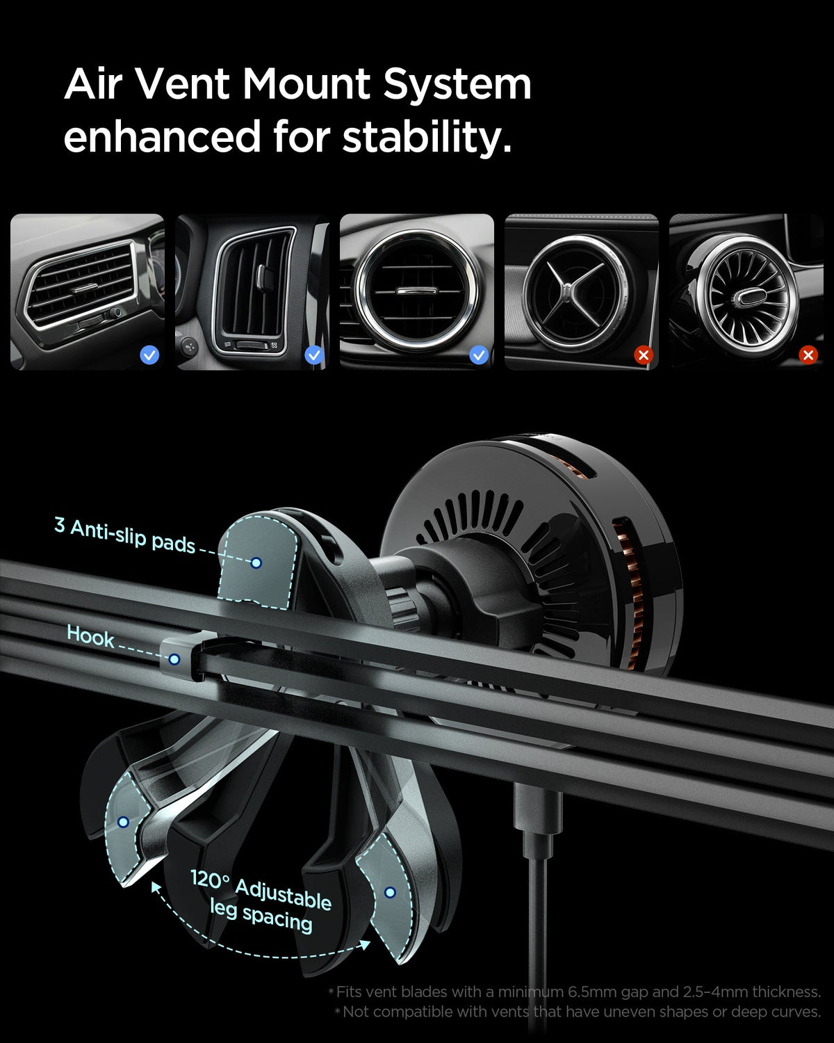 Spigen Essential Qi2.2 25W Hook Car Mount (Mag Fit)