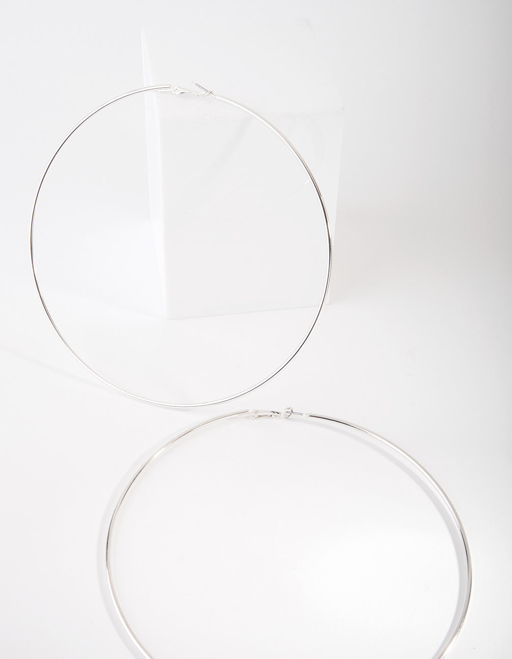 Silver Polished Large Hoop Earrings