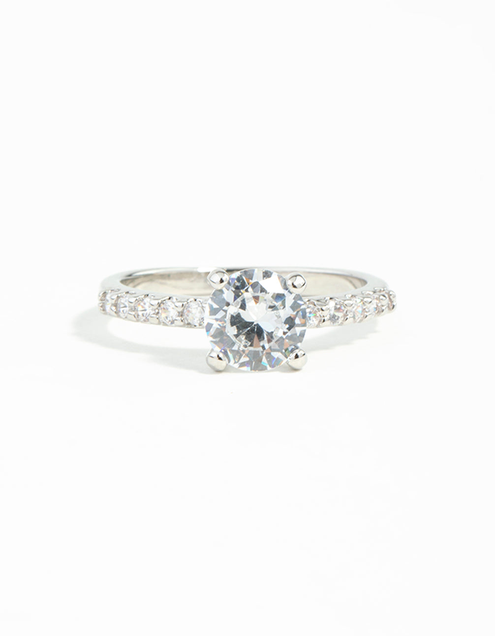 Silver Cubic Zirconia Classic Engagement Ring