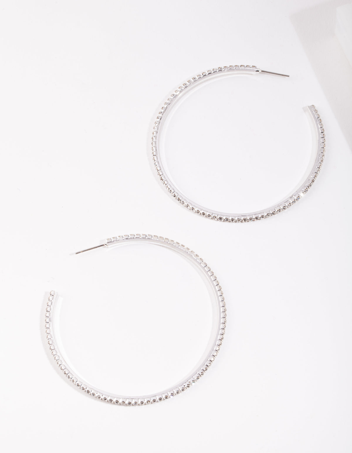 Silver Oversized Diamante Hoop Earrings