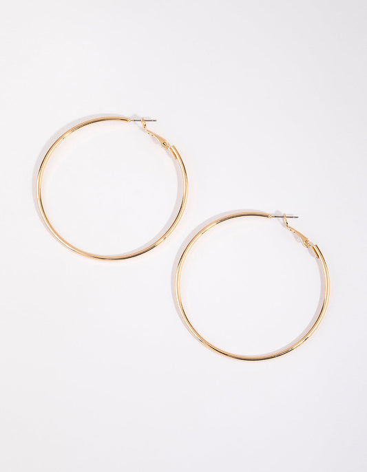 Gold Plain Rounded Hoop Earrings