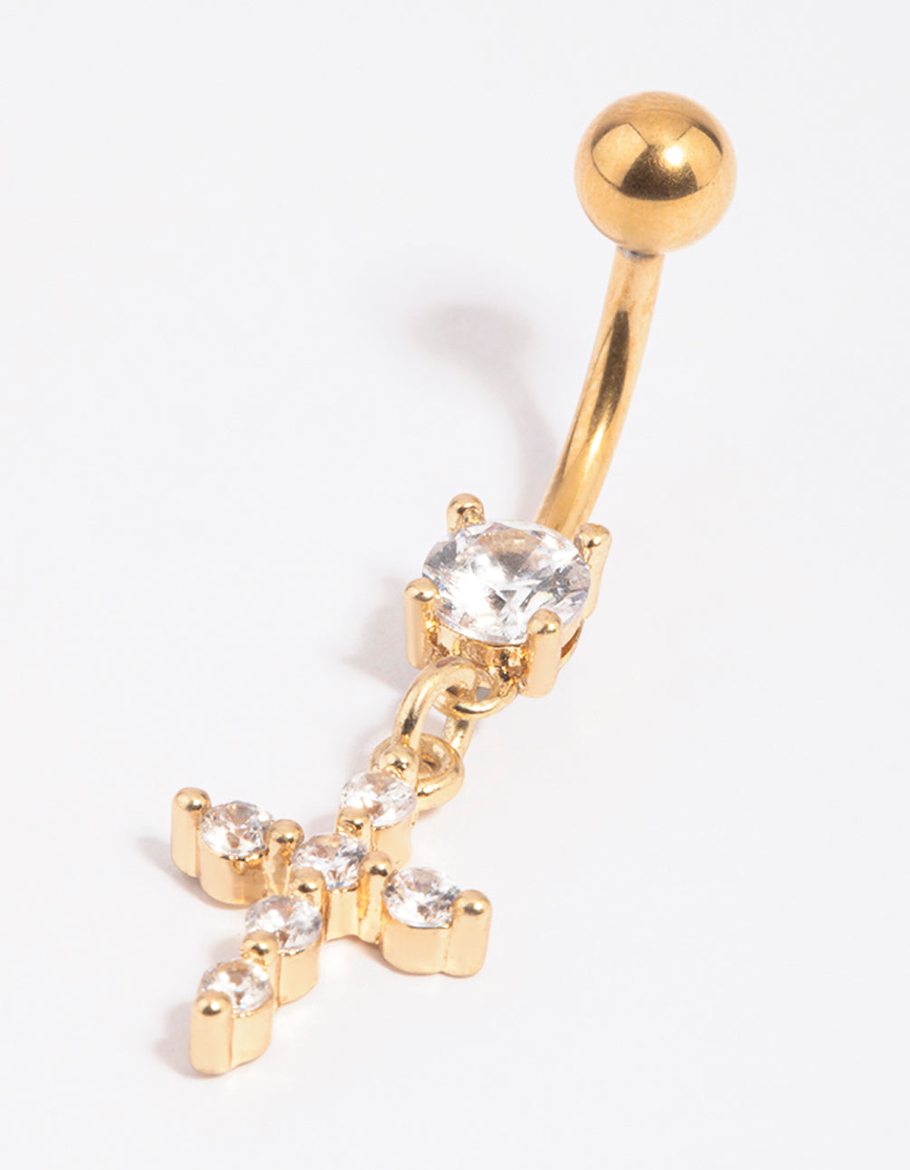Gold Plated Surgical Steel Cross Belly Bar