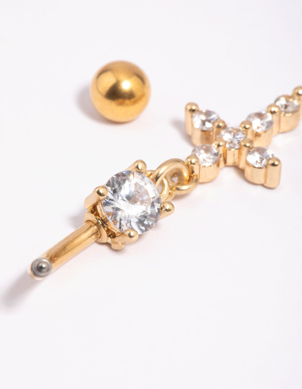 Gold Plated Surgical Steel Cross Belly Bar