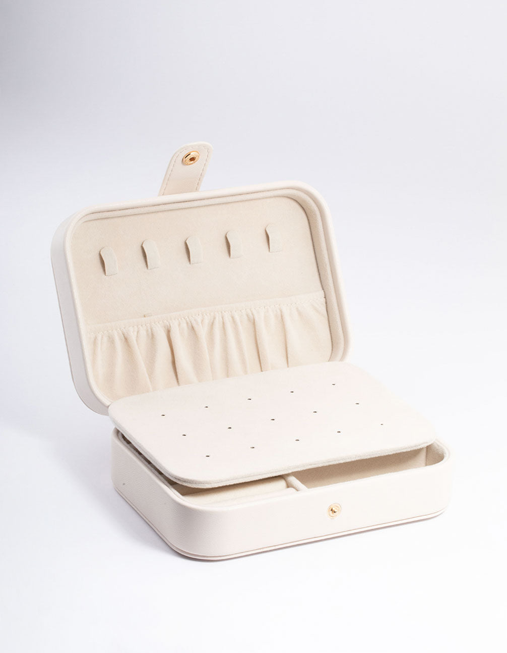 Cream PU Leather Vanity Jewellery Box