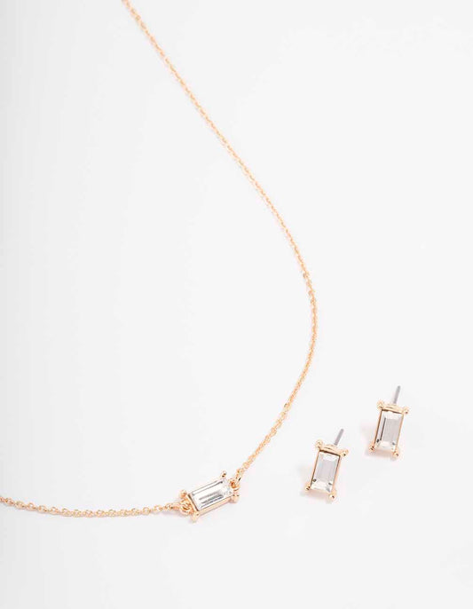 Gold Baguette Jewellery Set