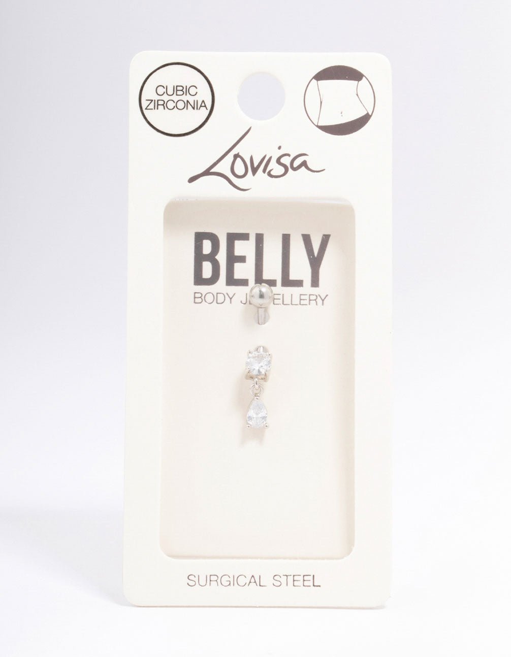 Surgical Steel Cubic Zirocnia Pear Drop Belly Piercing