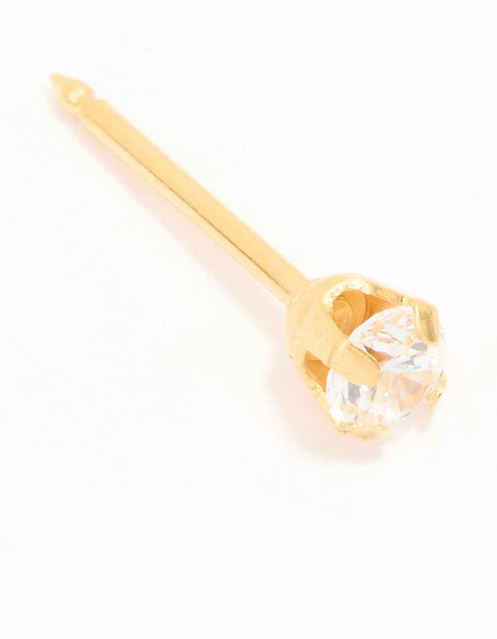 24K Gold Plated Surgical Stainless Steel 3MM Cubic Zirconia Piercing Stud