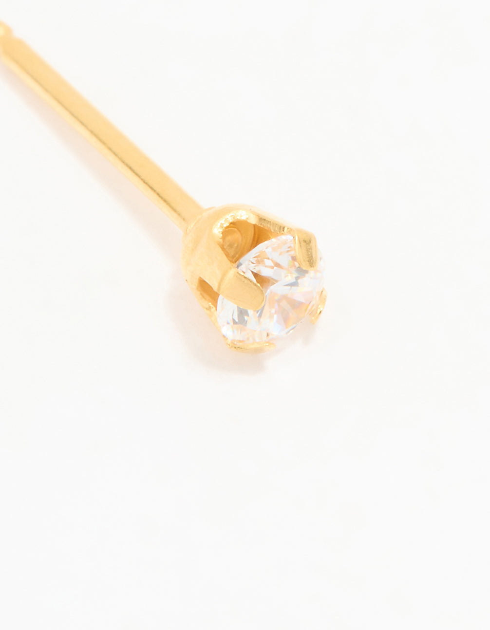 24K Gold Plated Surgical Stainless Steel 3MM Cubic Zirconia Piercing Stud