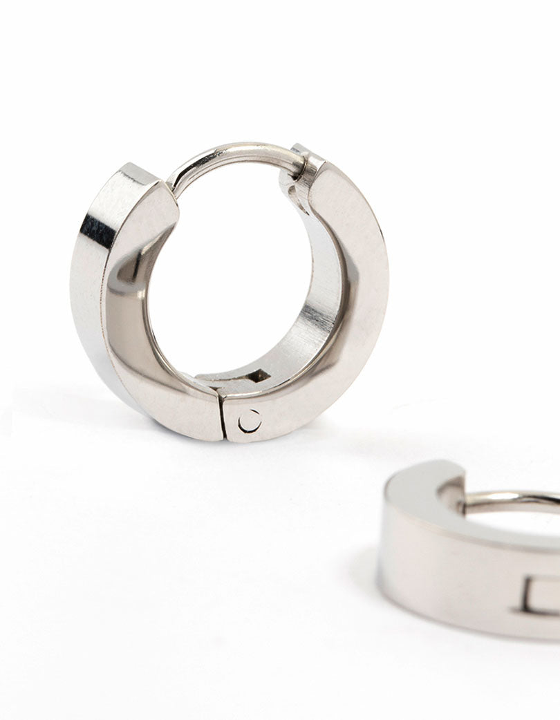 Waterproof Stainless Steel Wide Huggie Earrings
