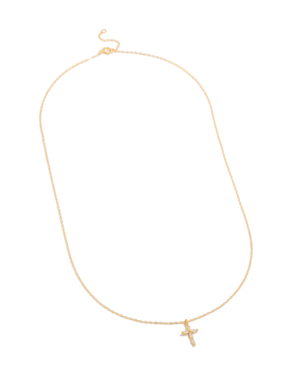 Gold Plated Sterling Silver Cubic Zirconia Cross Necklace