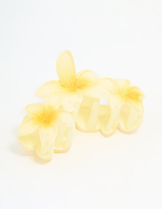 Yellow Frangipani Trio Claw Clip