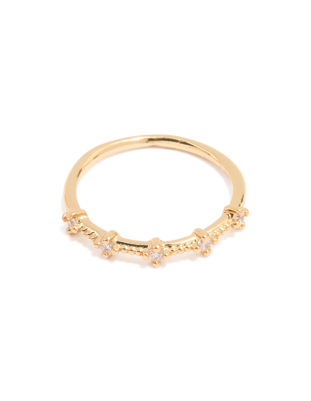 Gold Plated Red Cubic Zirconia Elegant Pear Stacking Rings 3-Pack
