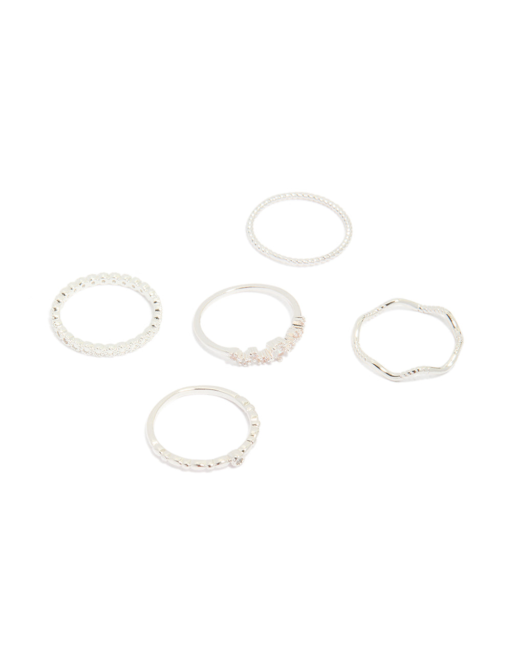Silver Plated Squiggle Rings 5-Pack