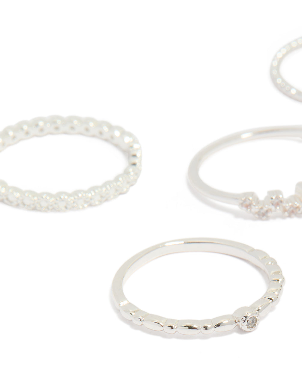 Silver Plated Squiggle Rings 5-Pack
