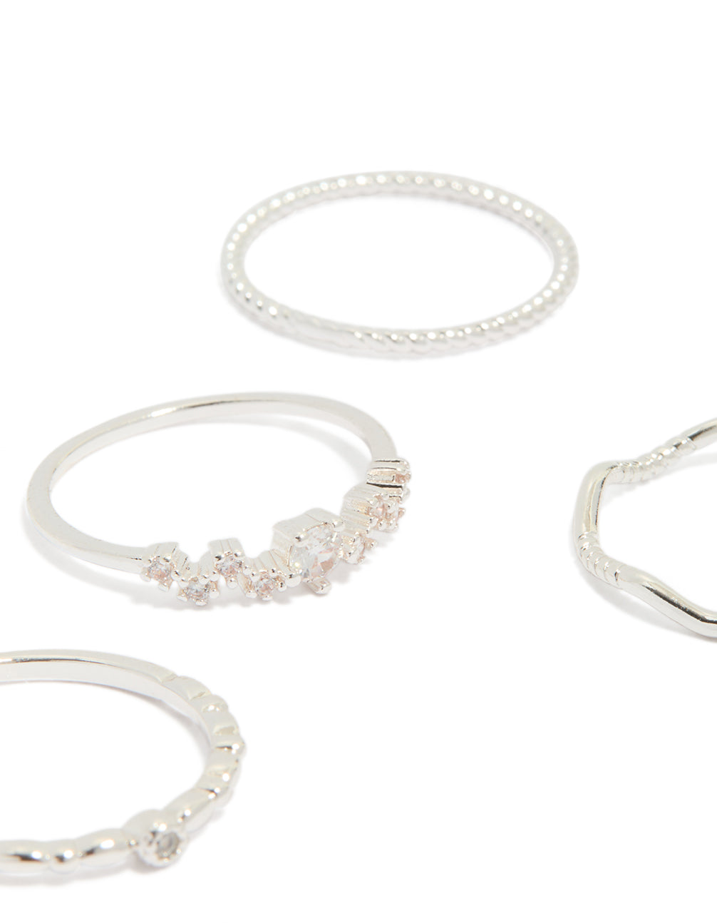 Silver Plated Squiggle Rings 5-Pack