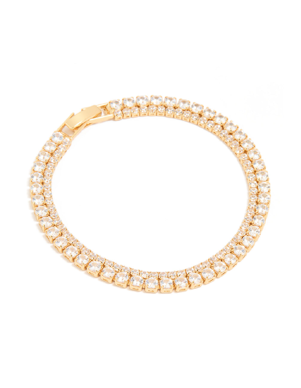 Gold Plated Cubic Zirconia Layered Tennis Bracelet