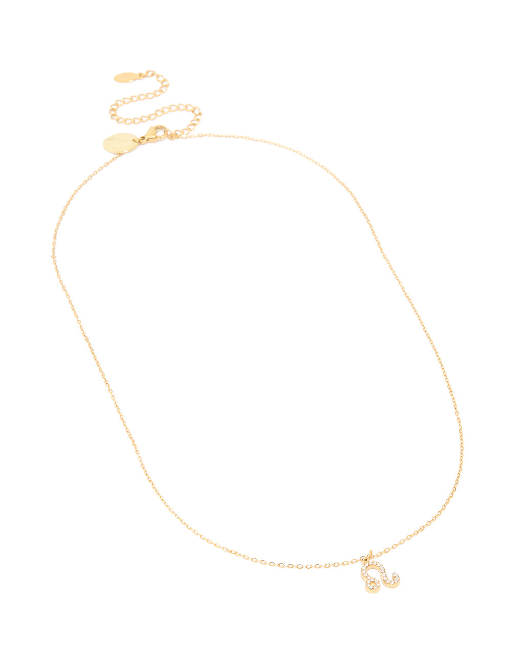 Waterproof Gold Plated Stainless Steel Cubic Zirconia Leo Zodiac Sign Necklace