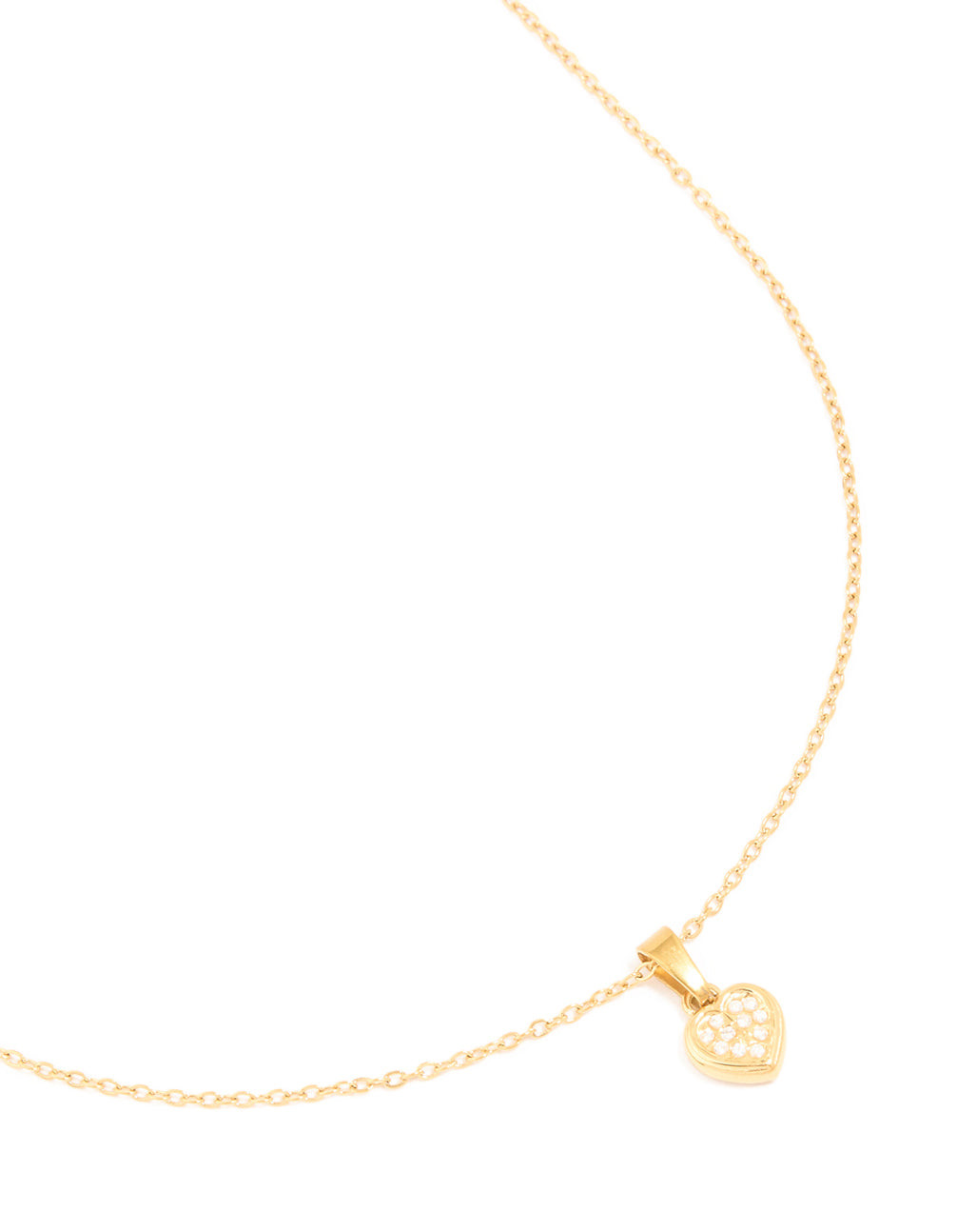 Waterproof Gold Plated Stainless Steel Diamante Mini Pavé Heart Necklace