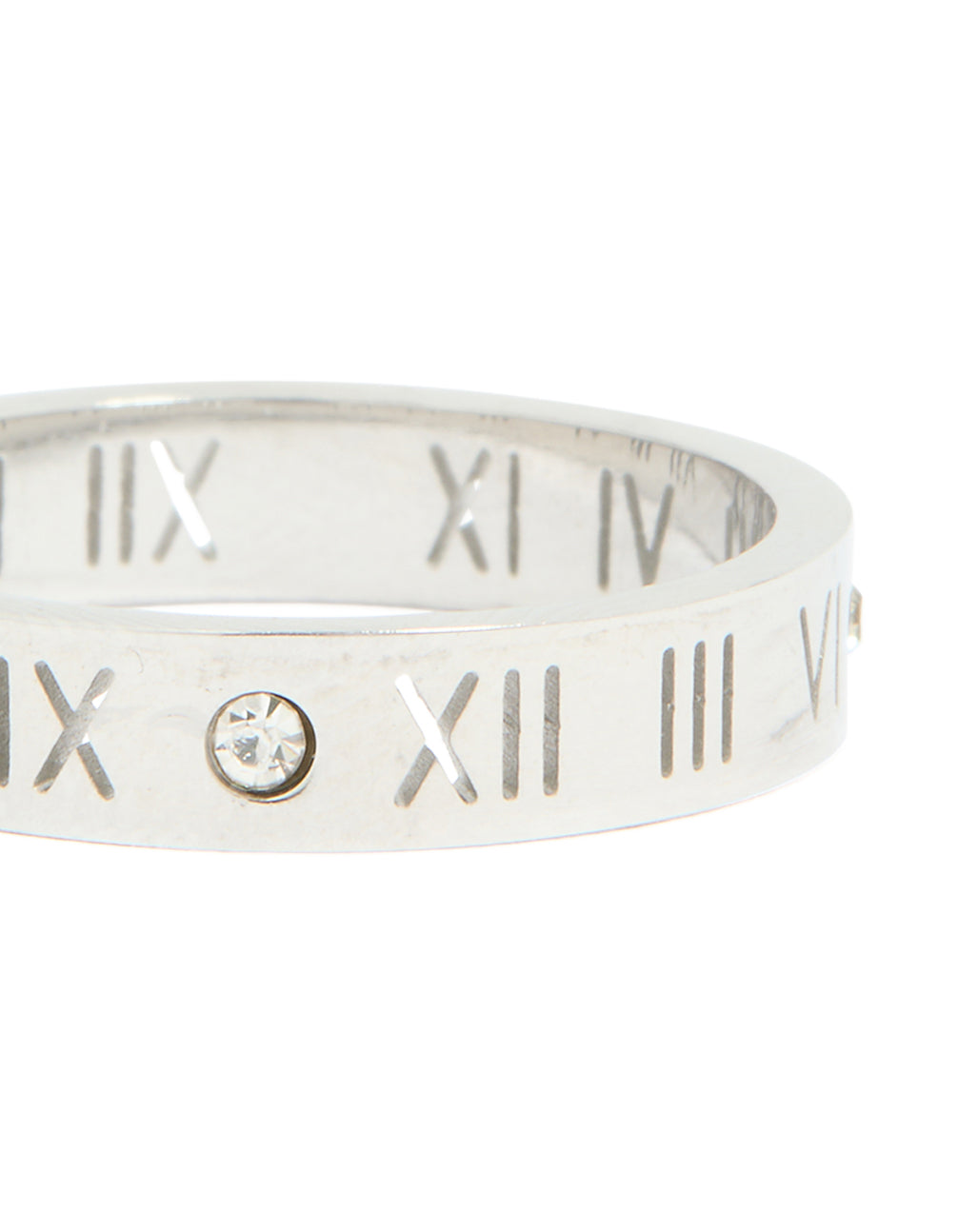 Waterproof Stainless Steel Cubic Zirconia Roman Numeral Ring