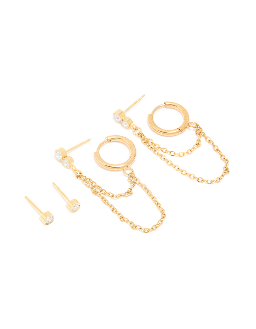 Waterproof Gold Plated Stainless Steel Cubic Zirconia Ear Stacking Pack
