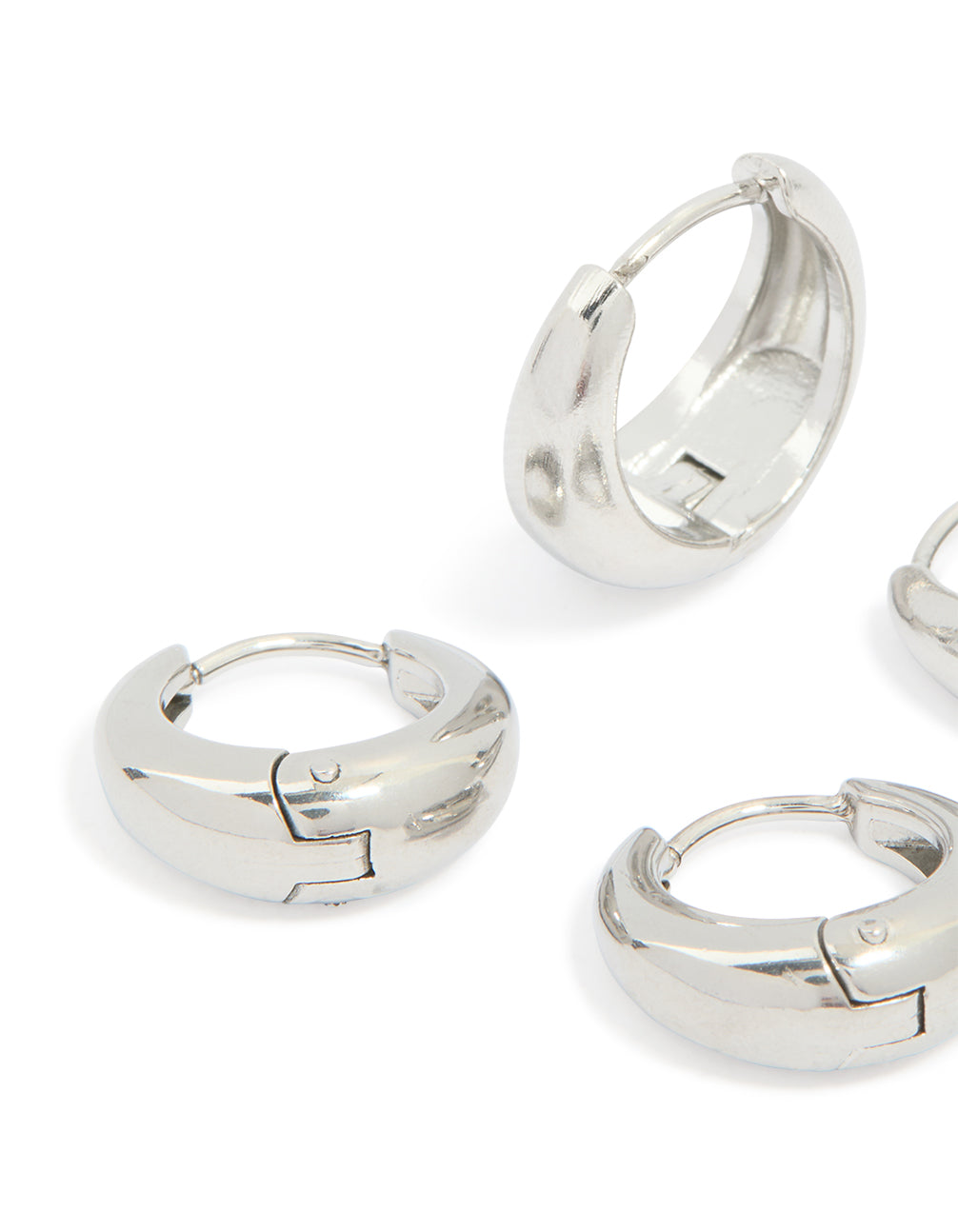 Waterproof Stainless Steel Thick Oval Huggie Earrings 2-Pack