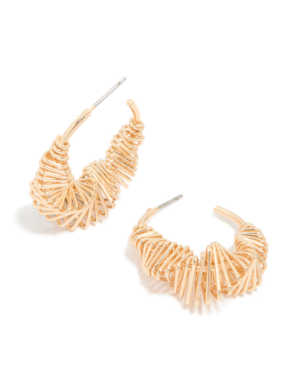 Gold Geometric Wire Hoop Earrings