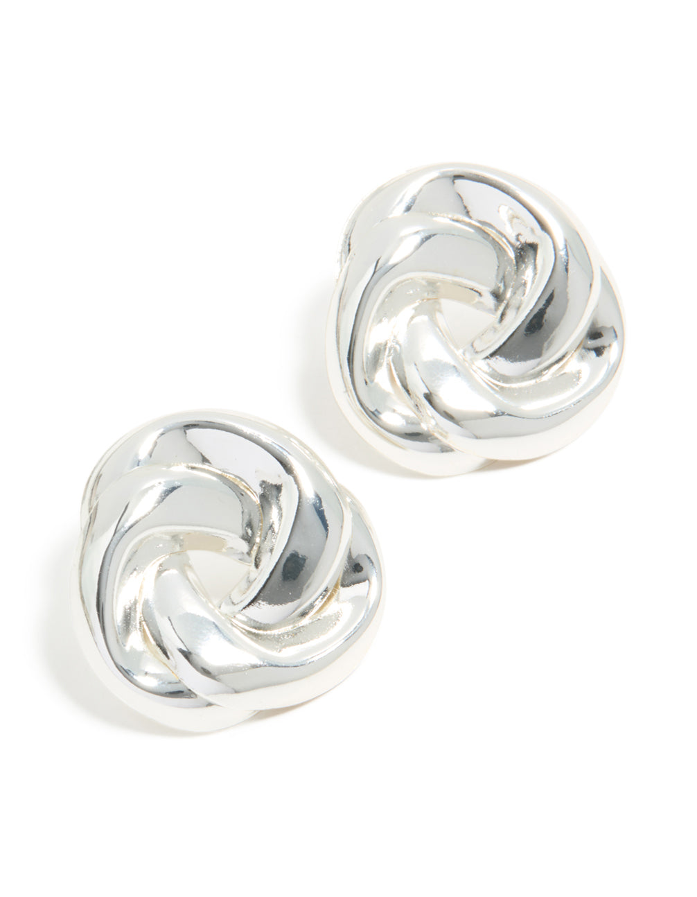Silver Twisted Rope Circle Stud Earrings