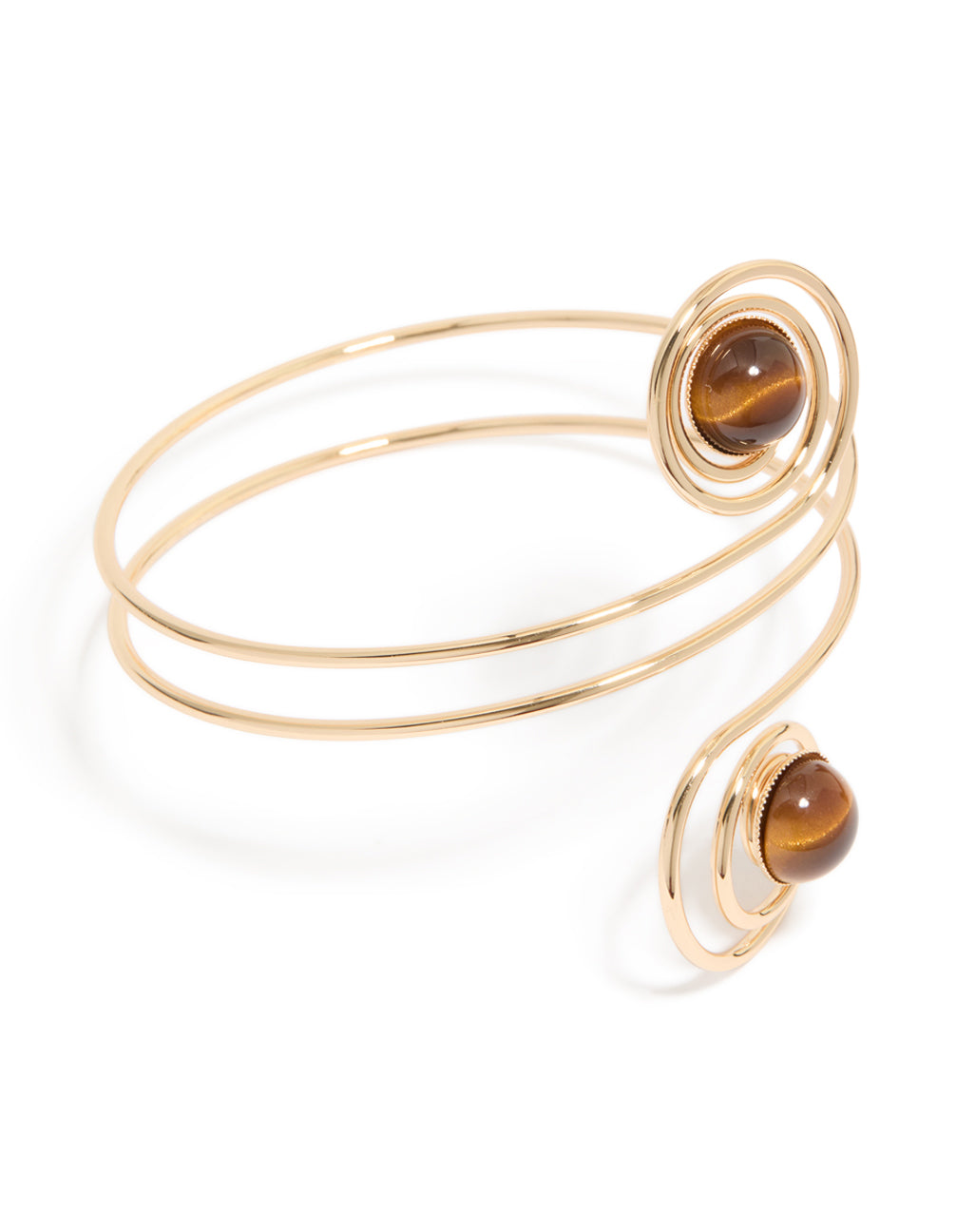 Gold Swirl & Brown Stones Arm Cuff