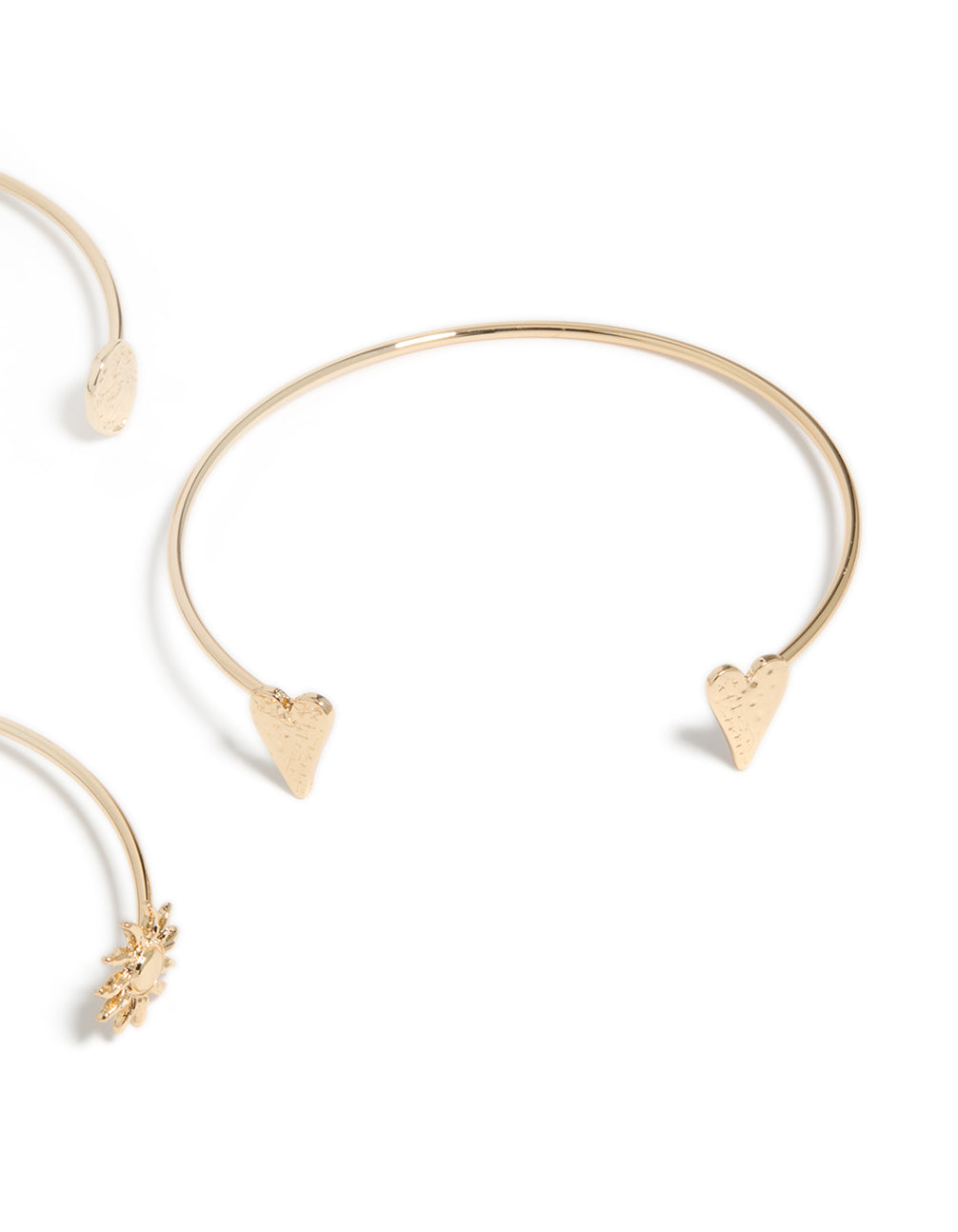 Gold Open Mixed Designed Arm Cuffs 3-Pack