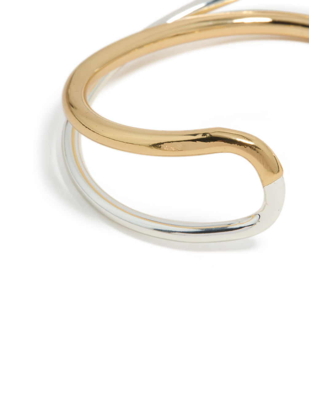 Mixed Metal  Plated  Open Crossover Wrist Cuff