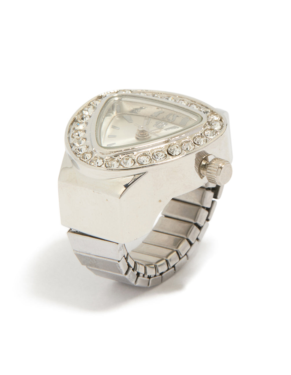 Silver Diamante Watch Ring