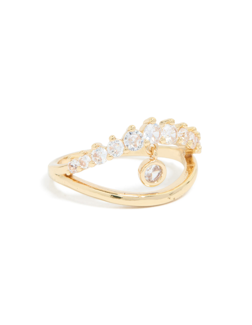 Gold Plated Cubic Zirconia Split Charm Ring