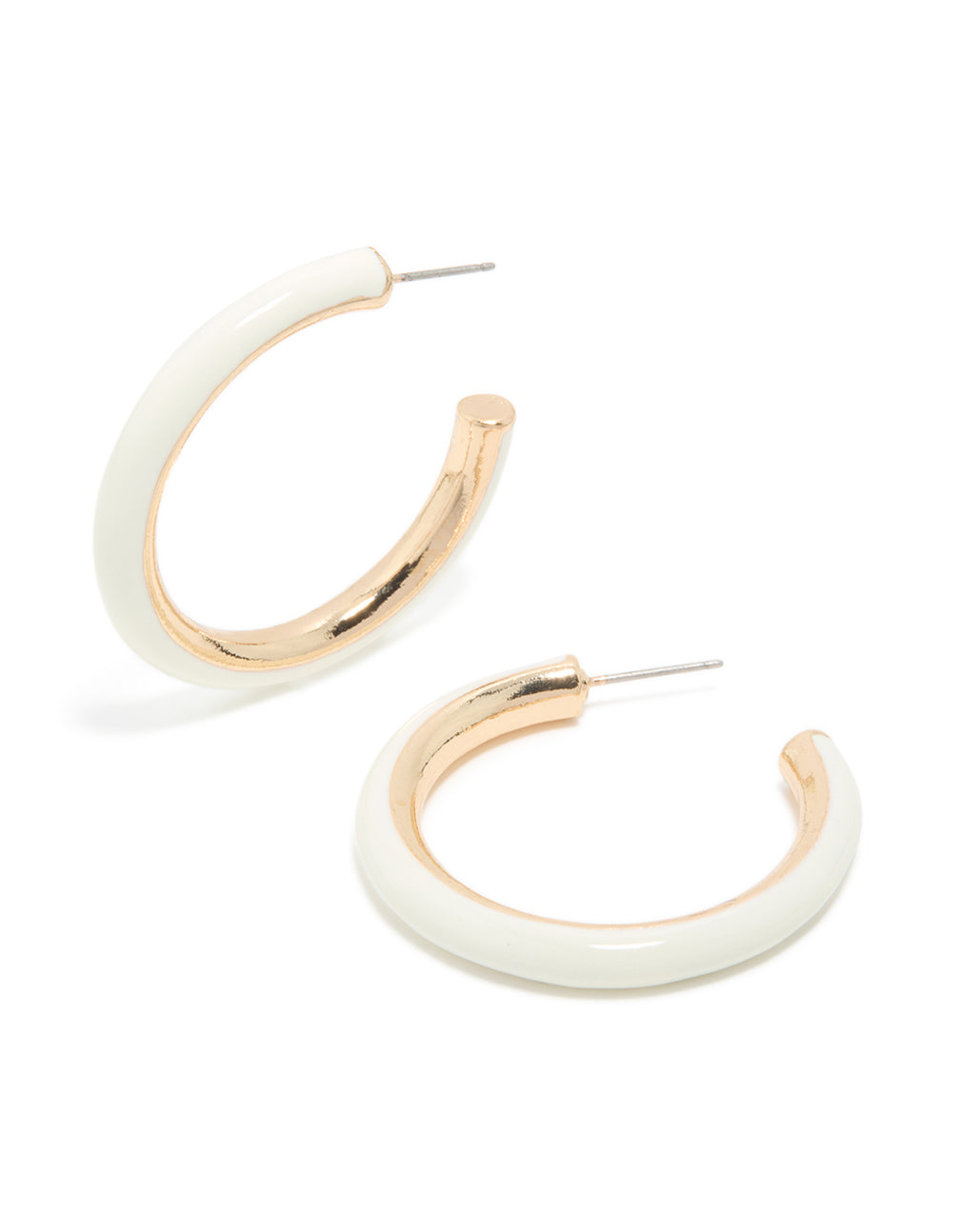 Gold White Acrylic Hoop Earrings