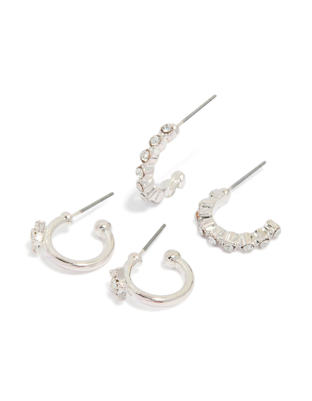 Silver Star Diamante Hoop Earrings 2-Pack