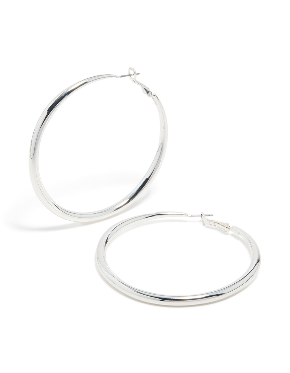 Silver Plated Dome Hoop Earrings